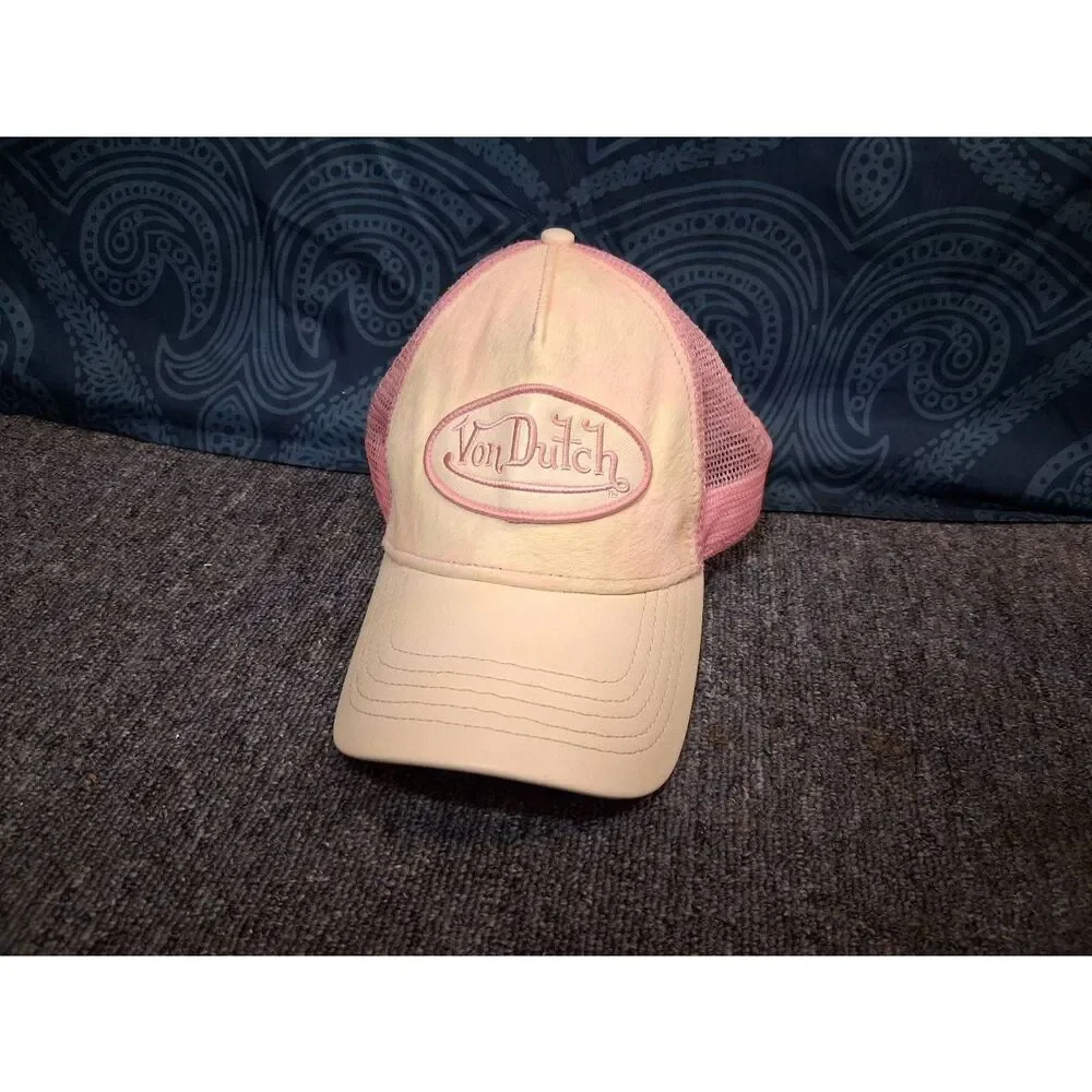 Vintage y2k womens trucker cap pink baseball hat mesh